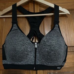 VSX Gray Front-Zip High-Support Sports Bra